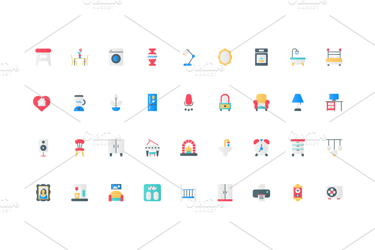 Home furniture sanitary icons, an Object Illustration by Lemberg Vector