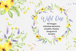 Wildflowers Watercolor Clip Art