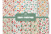 Candy Christmas Digital Paper, an Illustration by MockupWizard (Thumbnail 1 of 5)