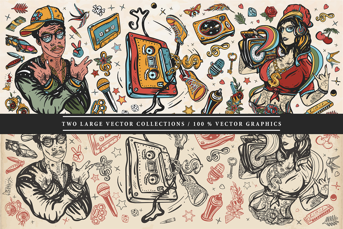 Hip hop old school tattoo, a Background Graphic by intueri (Photo 2 of 7)