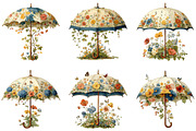 Floral Umbrella Clipart, an Illustration by CraftArtStudio (Thumbnail 5 of 6)