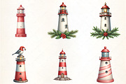 Christmas Lighthouse Clipart, an Illustration by CrexoraLab (Thumbnail 5 of 5)