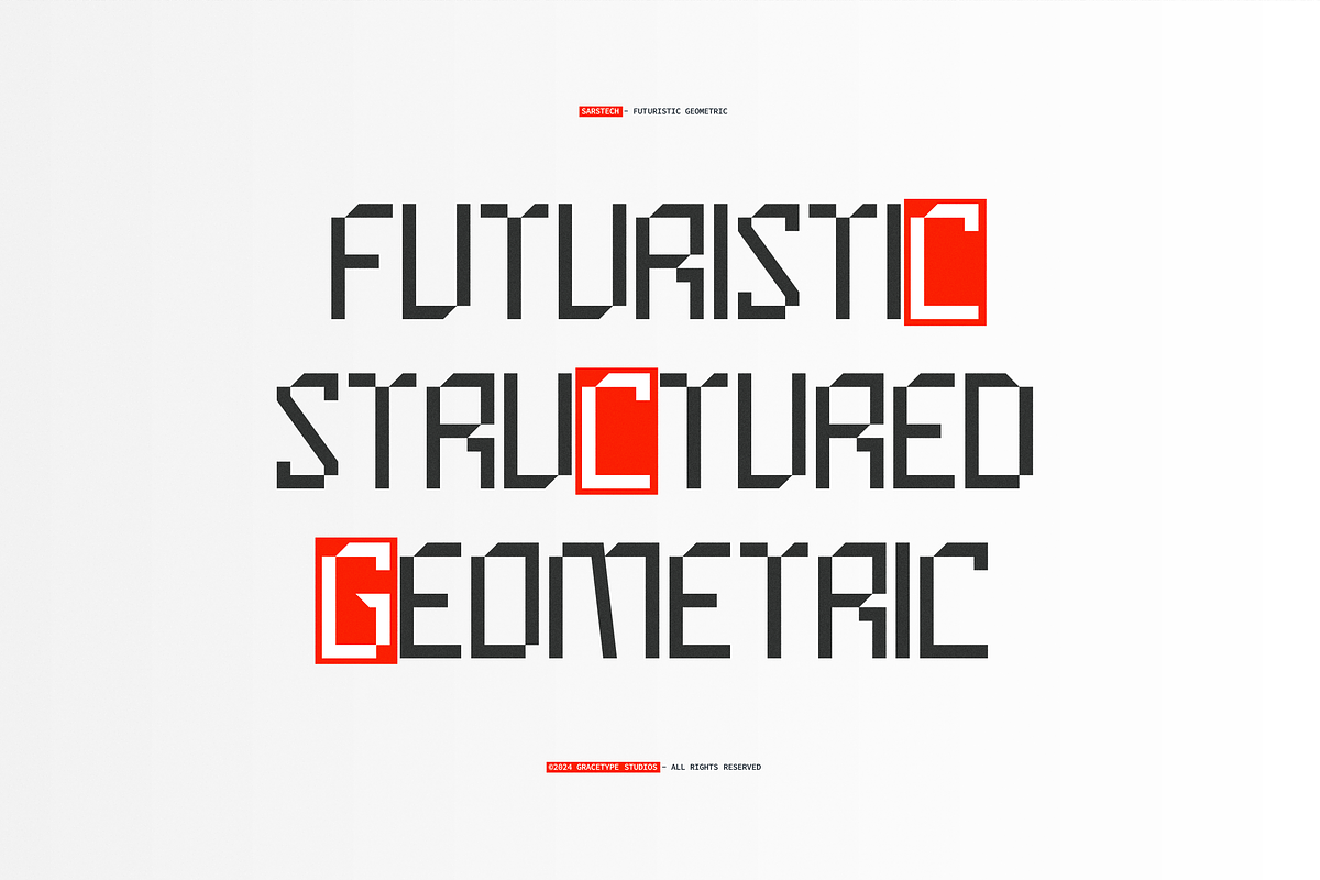 Sarstech | Futuristic Geometric, a Sans Serif Font by gracetype_studio (Photo 4 of 12)