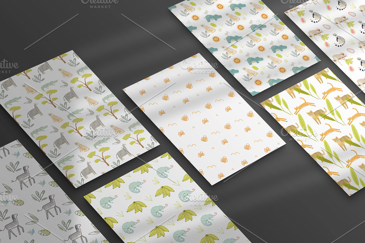 Tiny Jungle set. Zoo pattern, a Pattern Graphic by Lineli (Photo 2 of 12)