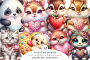 Valentine Animals Clipart PNG, an Illustration by SinaCreation (Thumbnail 1 of 11)