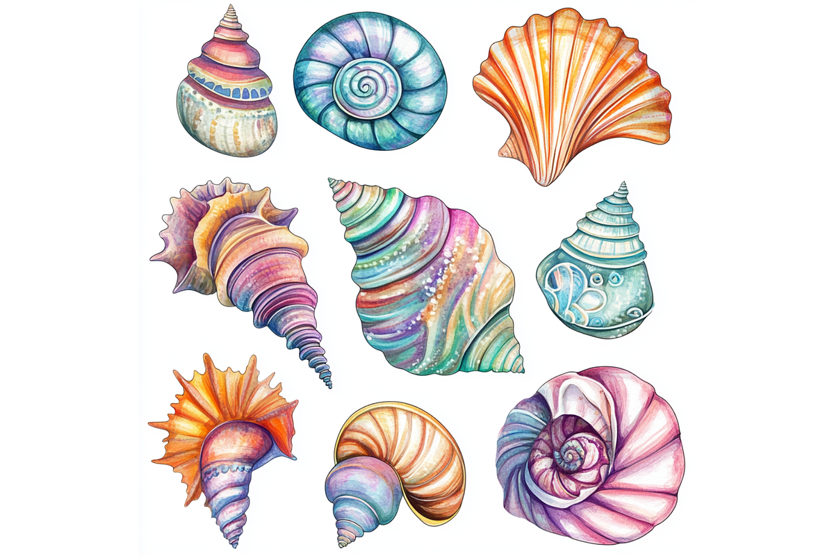 Prompt Sea Shells Flower Clipart, a Decorative Illustration by Creative design (Photo 5 of 7)
