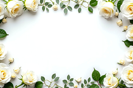 Elegant White Rose Frame With Empty, a Photo by LOGOCREATIVE
