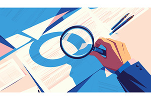 Hand magnifying glass. Cartoon, a Person Illustration by Stock-Smart-Start