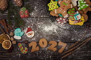 Overhead view of decorated Christmas