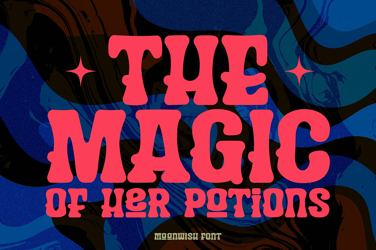 Moonwish a Bold Groovy Font, a Sans Serif Font by Rasiorise Studio (Photo 8 of 12)
