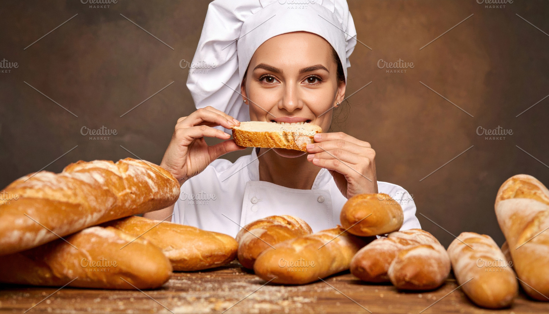 Female Baker Tasting Fresh Bread in Studio, a Food & Drink Photo by Davizro's Market