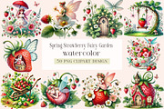 Spring Strawberry Fairy Garden, a Seasonal Illustration by DreamArtGraphic (Thumbnail 1 of 5)