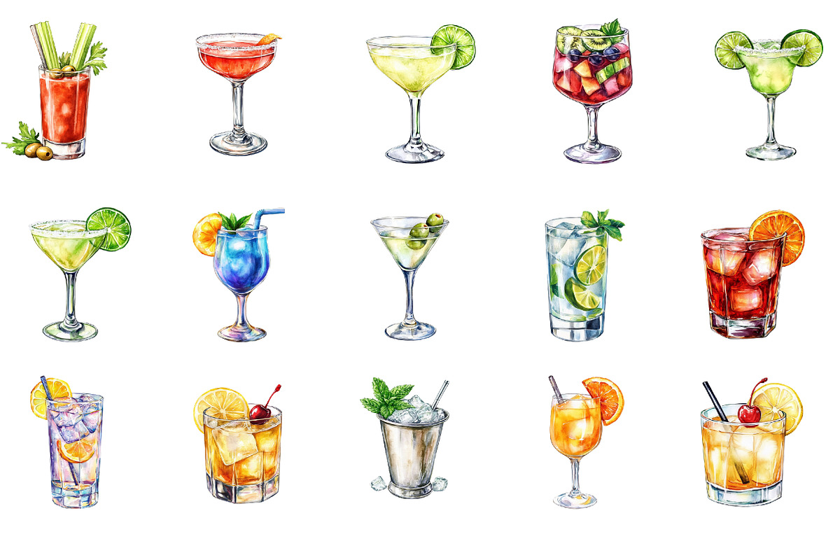 Vintage Cocktails Clipart, an Illustration by Designworld (Photo 4 of 5)