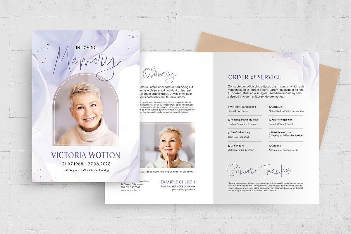 Purple & White Funeral Template, a Flyer Template by BrandPacks (Photo 1 of 6)