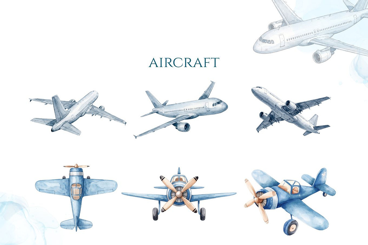 Travel Watercolor Clipart Set, a Decorative Illustration by Arslan (Photo 2 of 17)