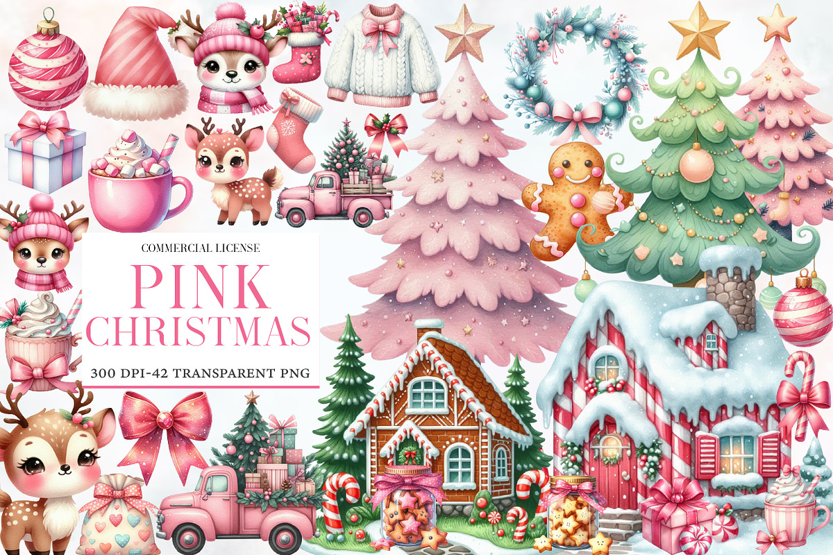 Pink Christmas Clipart, an Illustration by Designworld (Photo 1 of 6)