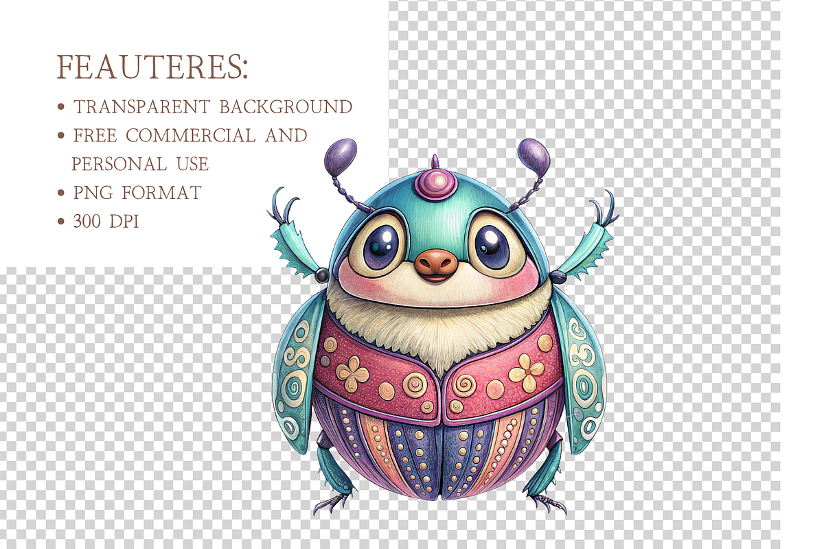 Watercolor Funny Insect Clipart, an Illustration by MockupWizard (Photo 4 of 5)