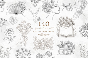 Floral Line Art illustration svg 150