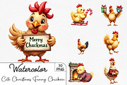 Cute Christmas Funny Chicken Clipart, an Illustration by CrexoraLab (Thumbnail 1 of 5)