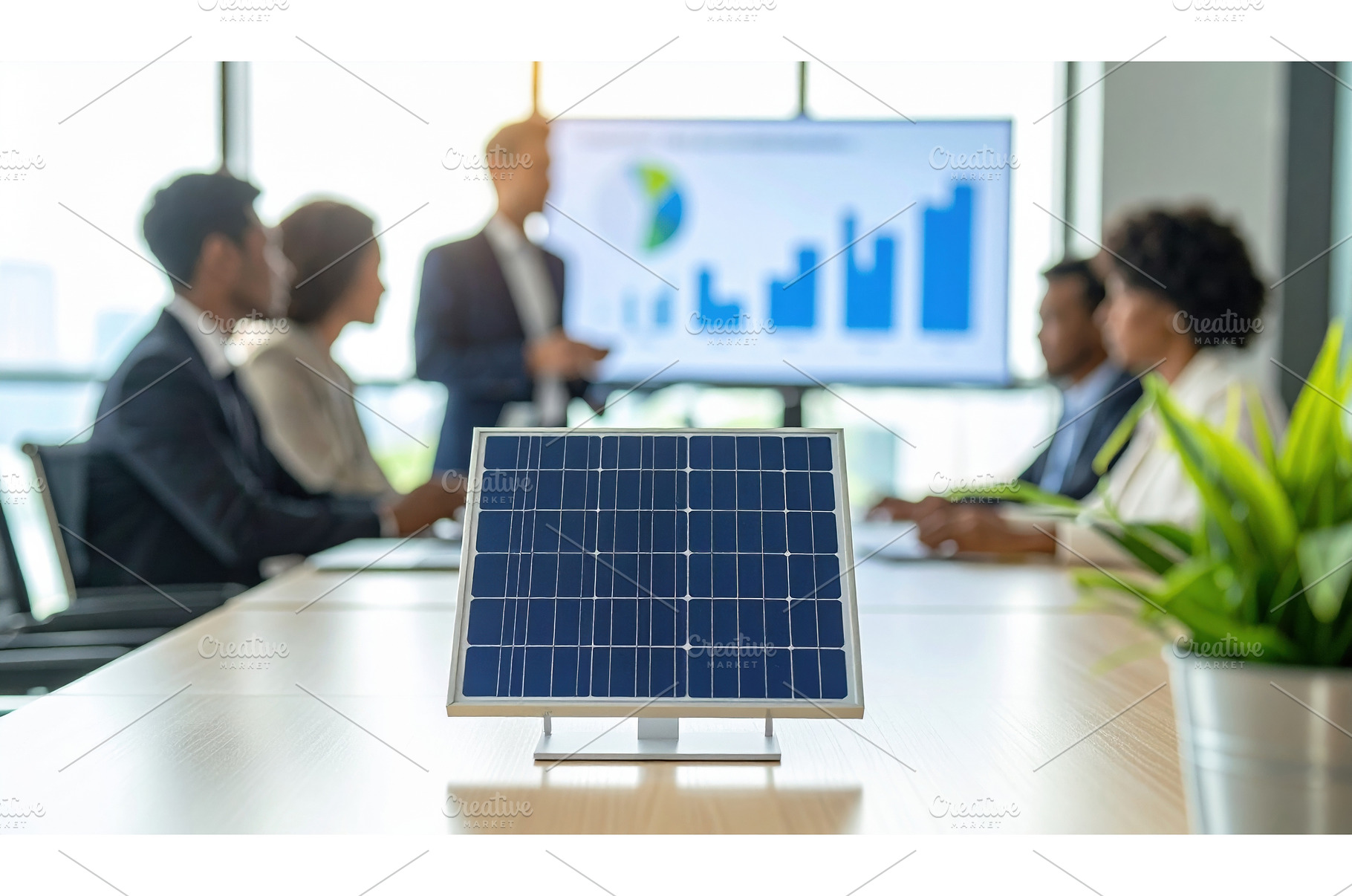 Solar panel placed on office desk, a Business Photo by Igor Tichonow