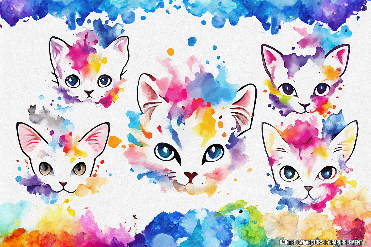 Painted Kitten Vector Pack I, an Illustration by Paper Element (Photo 2 of 4)