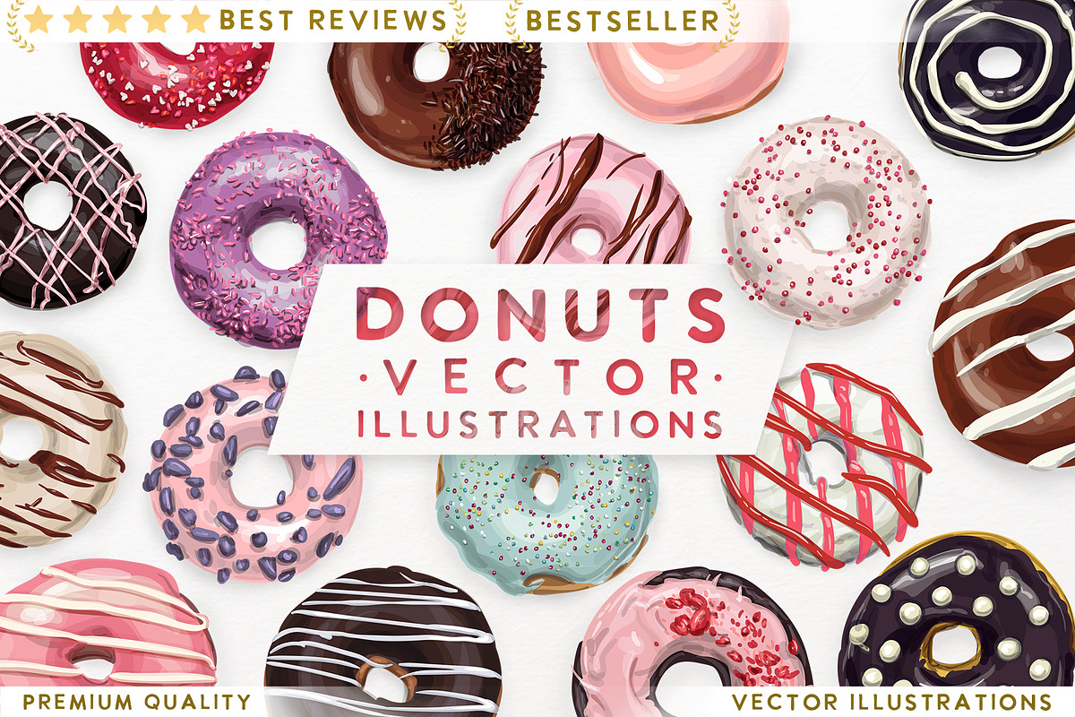 Donuts VECTOR illustrations, a Food Illustration by Natalka Dmitrova art (Photo 1 of 27)