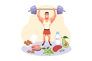 Sports nutrition. Diet to improve, a Sport Illustration by YummyBuum