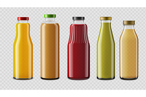 Realistic glass juice drink bottles, a Food Illustration by Vector Tradition