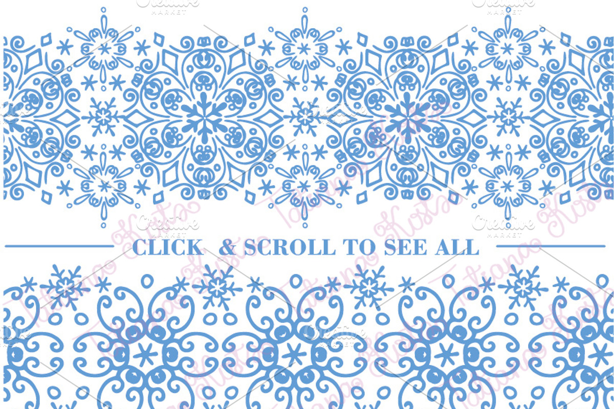 Snowflakes seamless lace borders 01, a Pattern Graphic by Tatianakost49 (Photo 3 of 6)