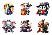 Watercolor Halloween Animals PNG, an Illustration by SinaCreation (Thumbnail 3 of 7)