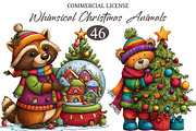 Whimsical Christmas Animals Clipart, a Seasonal Illustration by designcity5 (Thumbnail 1 of 5)