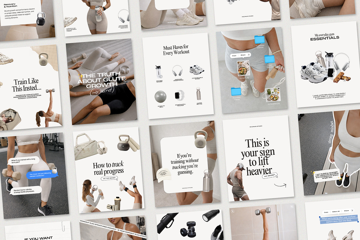 2026 Fitness Instagram Templates, a Social Media Template by Wildnun Studio (Photo 1 of 11)