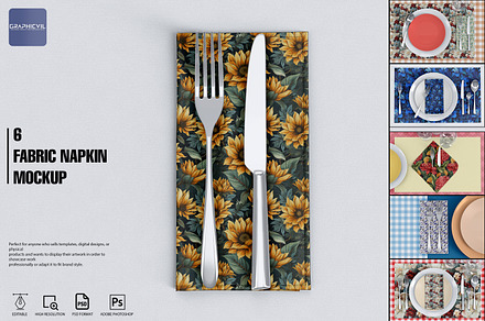Dye sublimation Fabric Napkin Mockup, a Product Mockup by GraphicVil