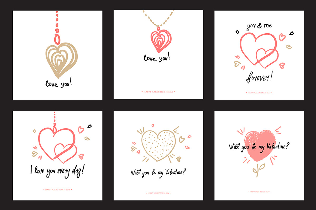 Valentine`s Day Greeting Cards, an Illustration by GalaStudio (Photo 4 of 5)
