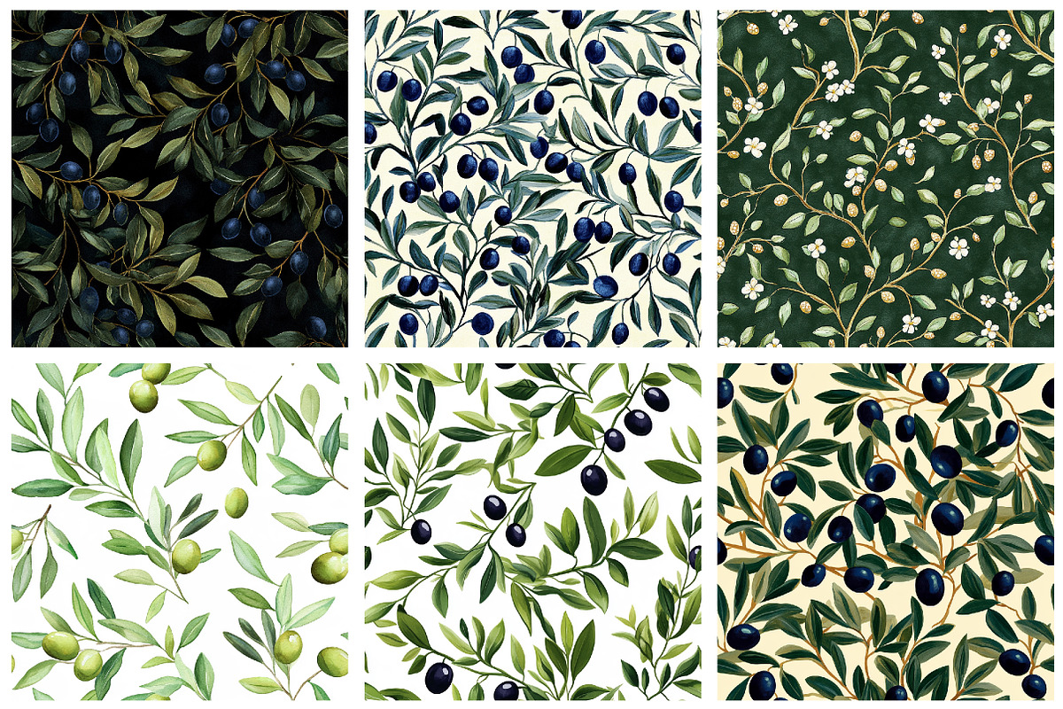 Olive Branches Patterns Digital Pape, a Pattern Graphic by designcity5 (Photo 3 of 5)