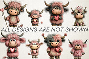 Whimsical Valentine Highland Cow PNG, an Animal Illustration by RobertsArt (Thumbnail 5 of 6)