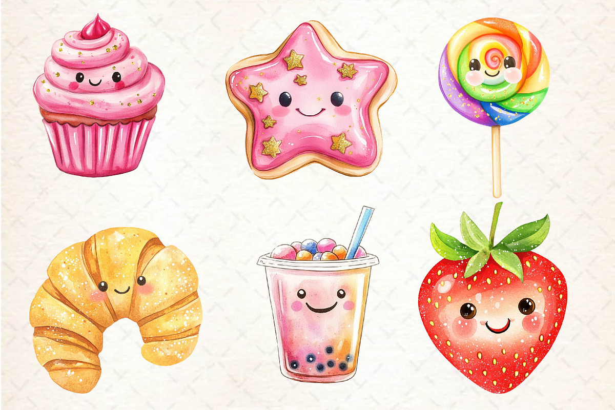 Kawaii Glitter Food Clipart, an Illustration by Dream Creation (Photo 4 of 6)