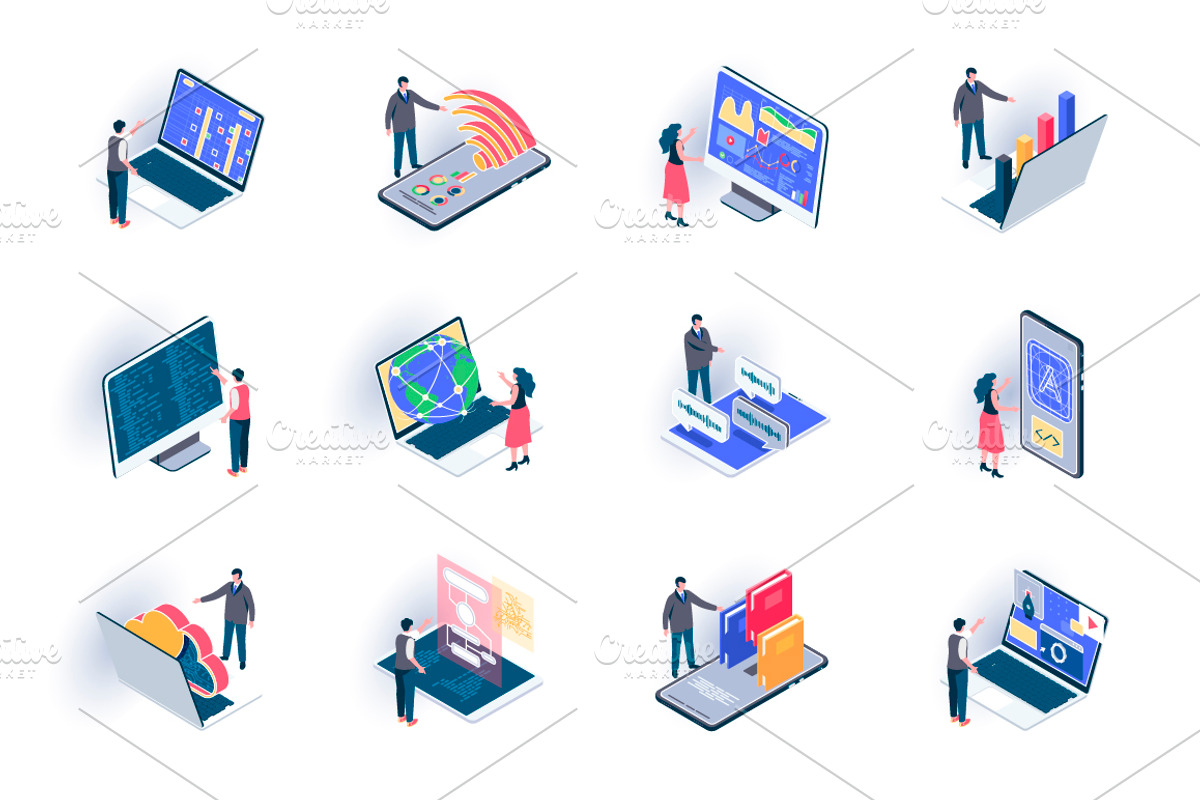 Unique Isometric Icons Pack, an Outline Icon by alexdndz (Photo 12 of 21)
