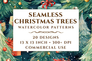 Seamless Watercolor Christmas Trees