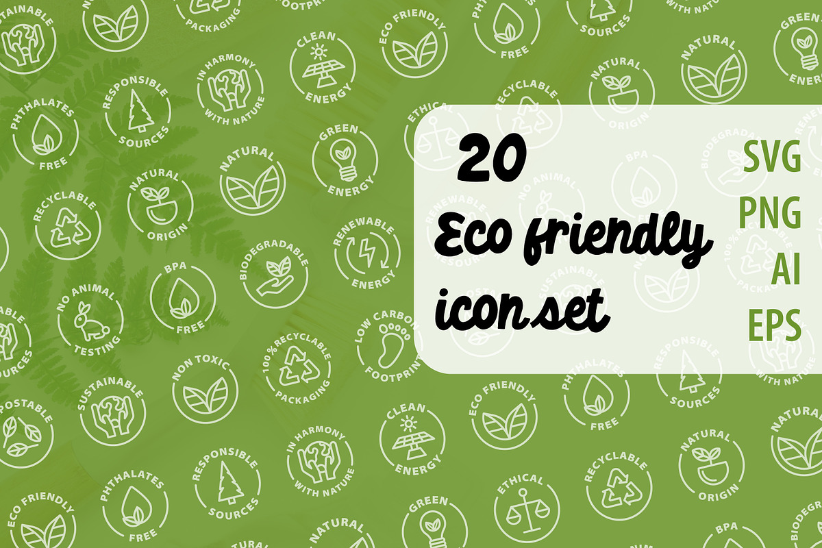 20 ECO friendly stamp outline icons, an Outline Icon by RevolutionizZed (Photo 1 of 3)