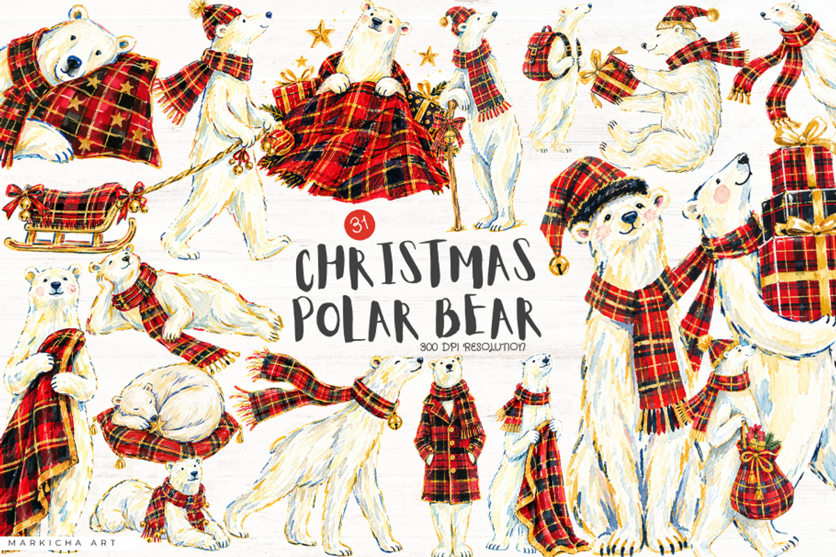 Christmas Polar Bear PNG, an Animal Illustration by Markicha Art (Photo 1 of 5)