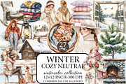 Watercolor Cozy Neutral Winter Clipa, an Illustration by Libby Wishes (Thumbnail 1 of 9)