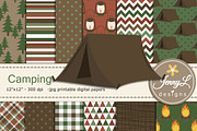 Camping Digital Papers & Clipart, a Pattern Graphic by JennyL Designs (Thumbnail 1 of 5)