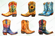 Western Boots Watercolor Clipart, an Illustration by Creative Art (Thumbnail 4 of 10)