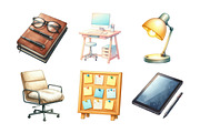 Watercolor Office Clipart Bundle, an Illustration by Daily.Designs (Thumbnail 2 of 4)