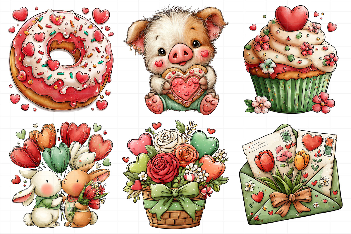 Whimsical Valentine Clipart Png, an Illustration by Daily.Designs (Photo 7 of 7)