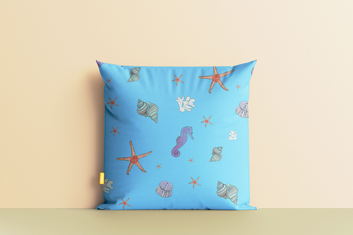 Blue Sea Life seamless pattern, a Seasonal Illustration by NatArt (Photo 2 of 3)