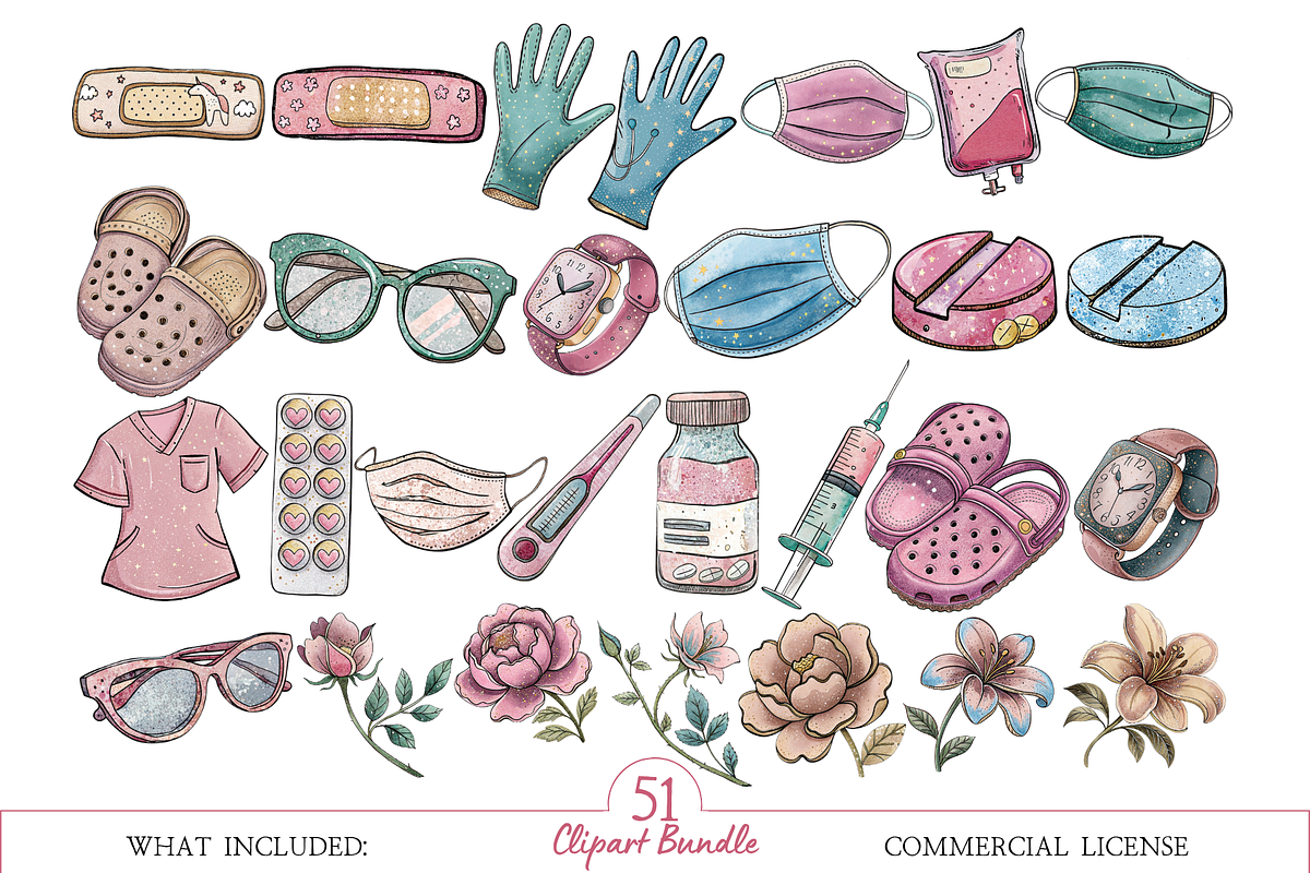 Watercolor Medical Clipart Bundle, an Illustration by MockupWizard (Photo 2 of 5)