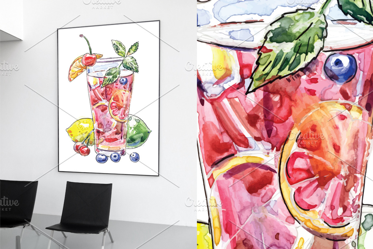 Watercolor tea-5 vector set, an Illustration by miminoshka (Photo 4 of 10)