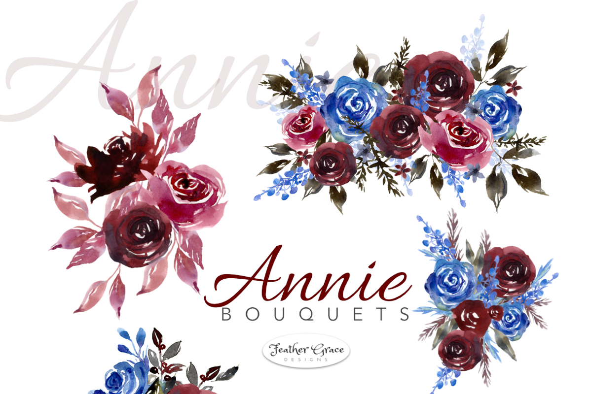 Burgundy & Navy Florals, an Illustration by Feather Grace Designs (Photo 12 of 15)